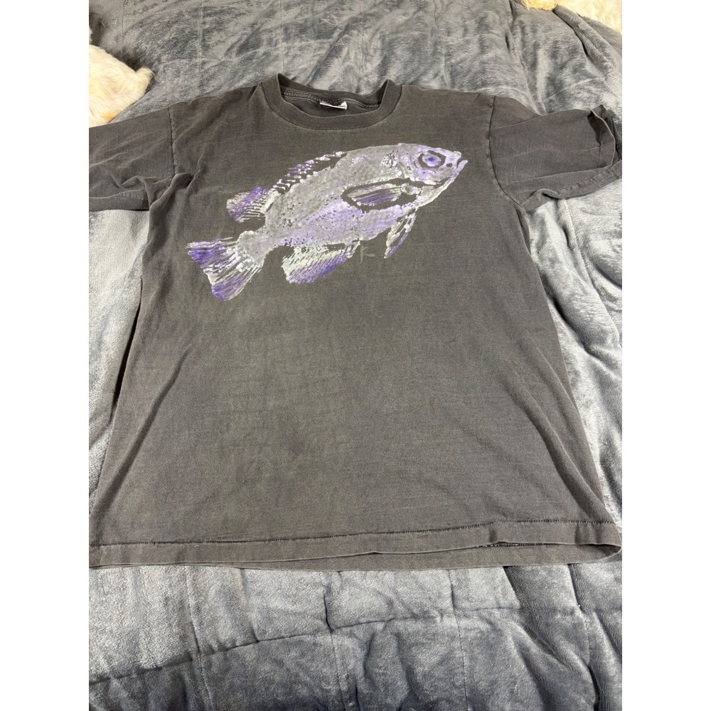 Vintage Oneita Power-T Fish Graphic Shirt Mens XL Single Stitch Sun Faded USA